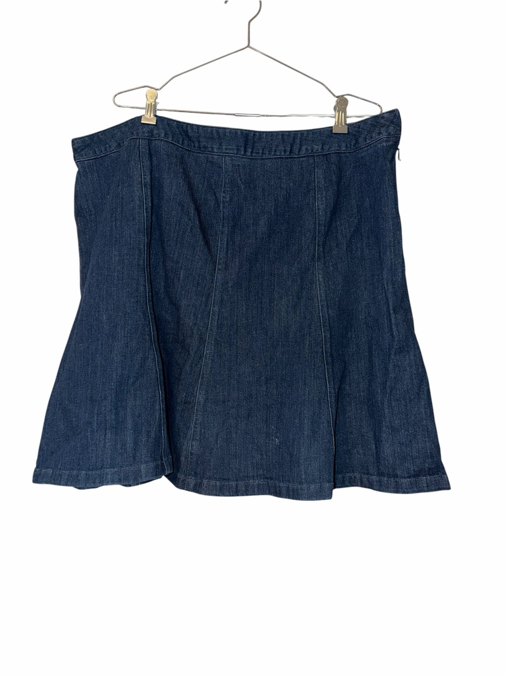 L.L. Bean Dark Blue Denim A-Line panel Skirt sz 22W modest side zip